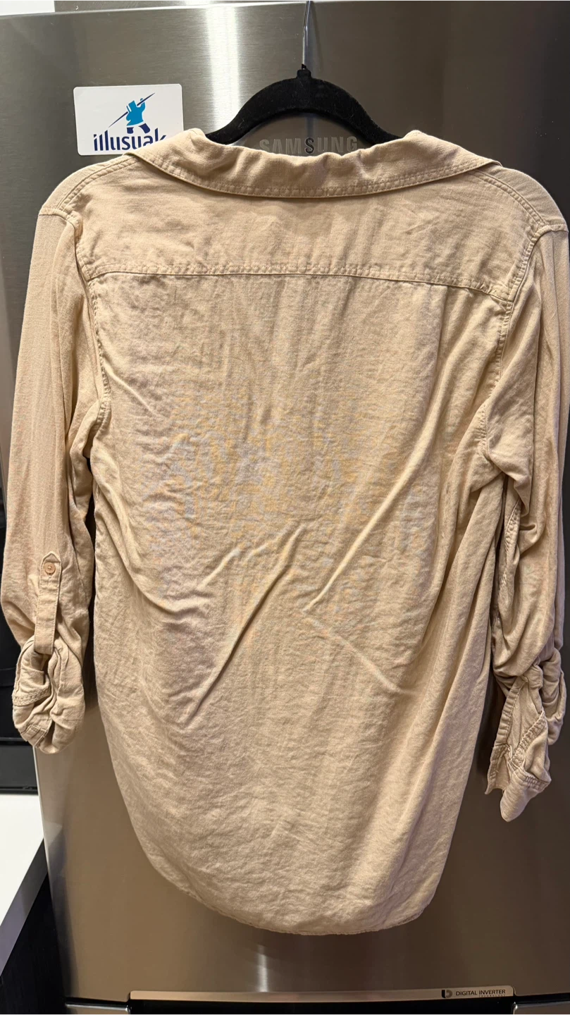Aritzia Tan Long Sleeve Button Up Shirt - photo 2