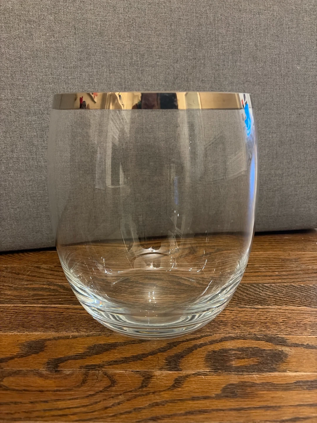 Clear Glass Vase with Gold Rim