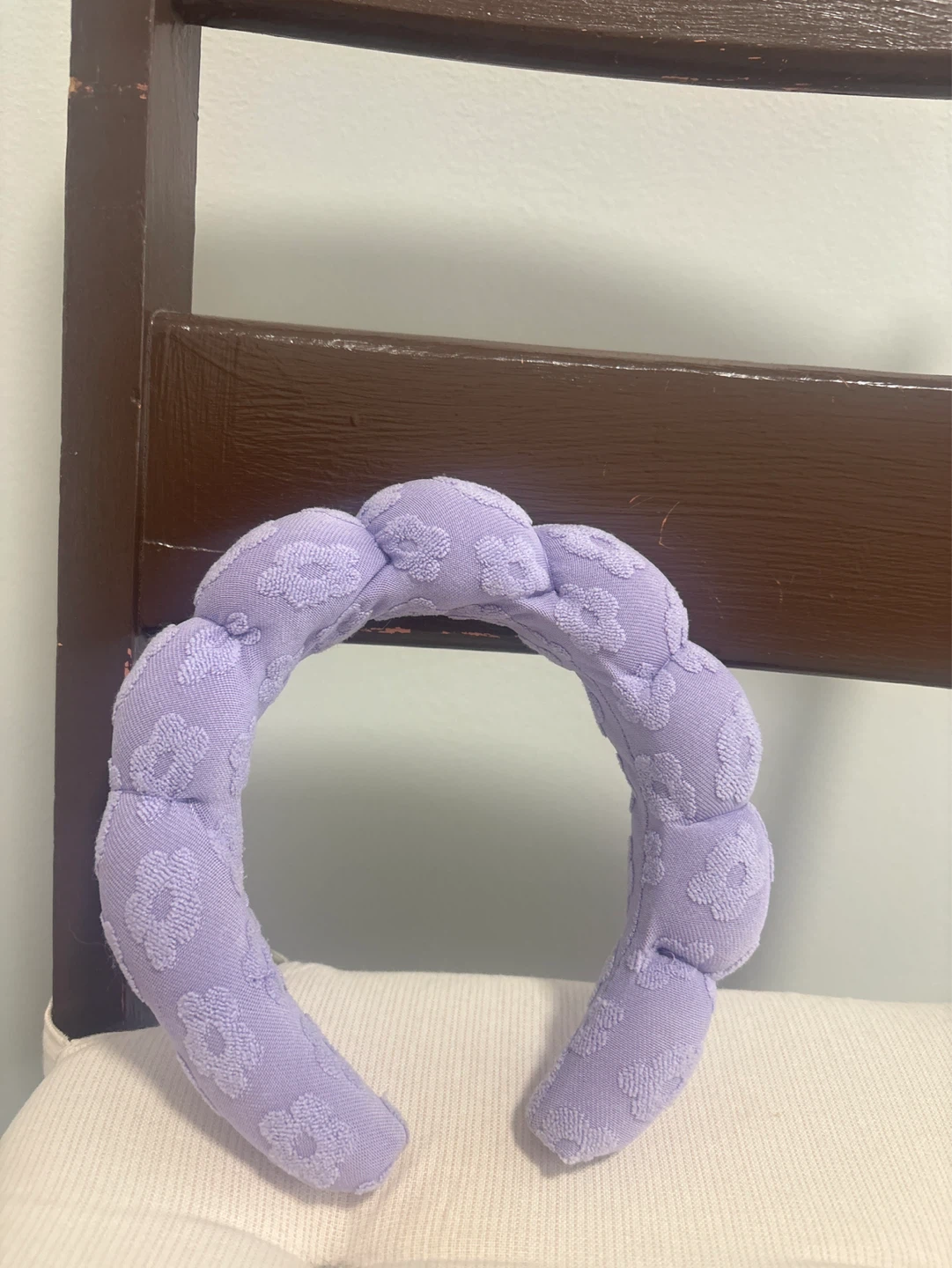 Puffy Lavender Headband with Floral Pattern