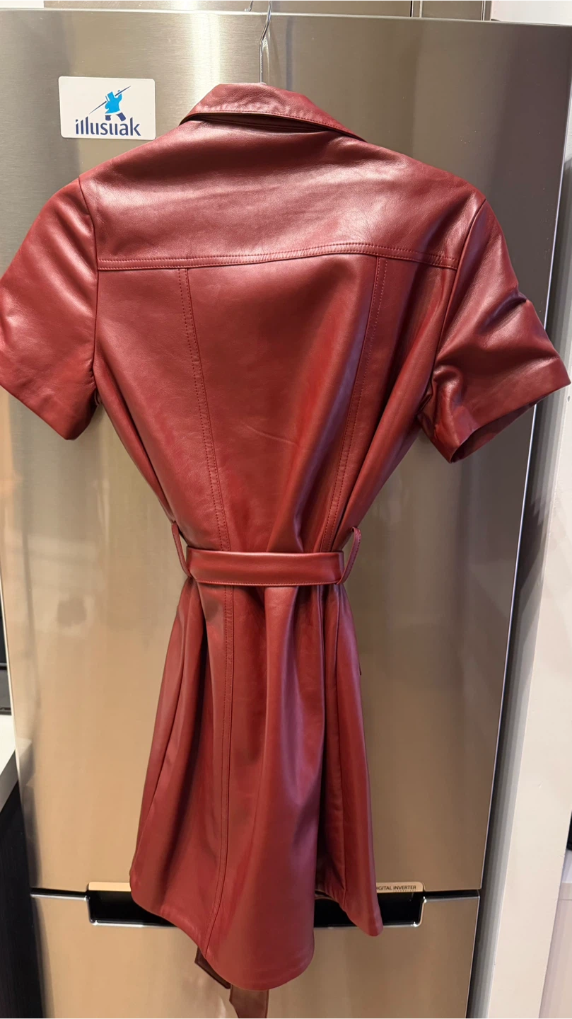 Ahiri Red Faux Leather Belted Dress - photo 2