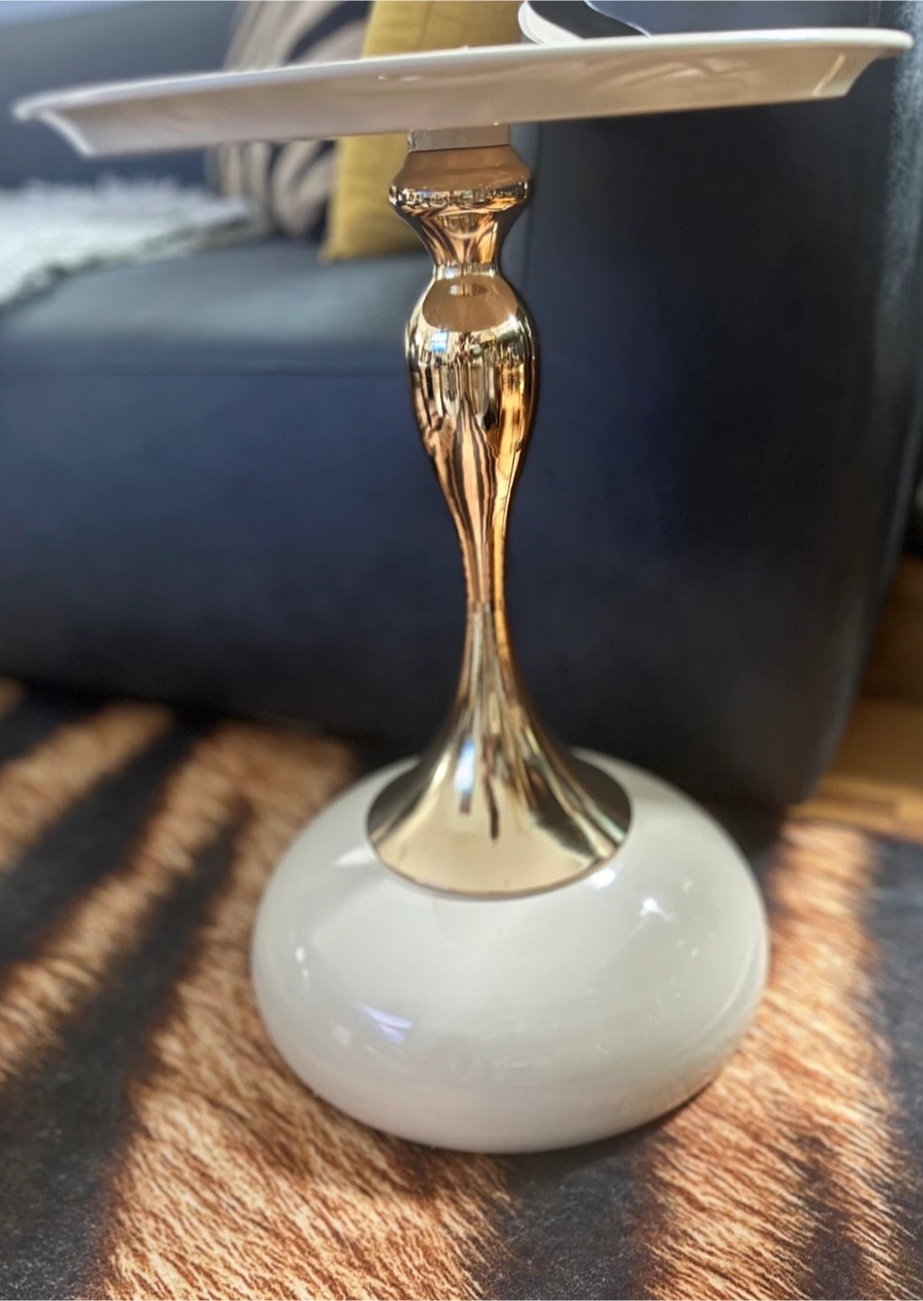 Small End Table with Gold and White Finish
