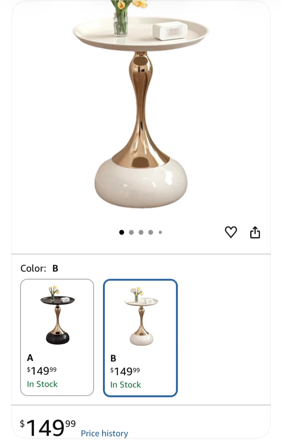 Small End Table with Gold and White Finish - photo 4