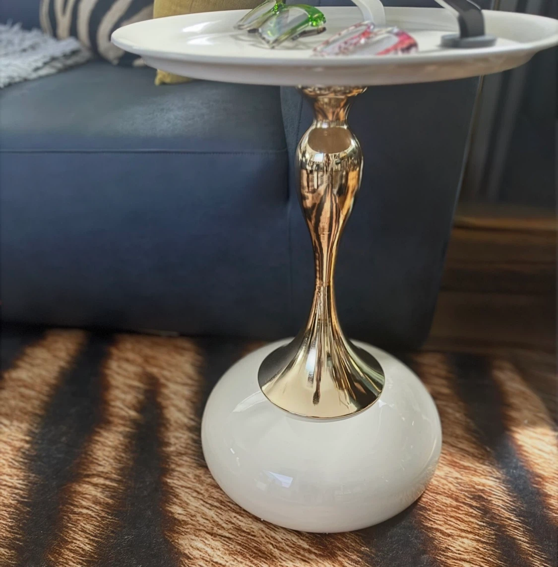 Small End Table with Gold and White Finish - photo 5