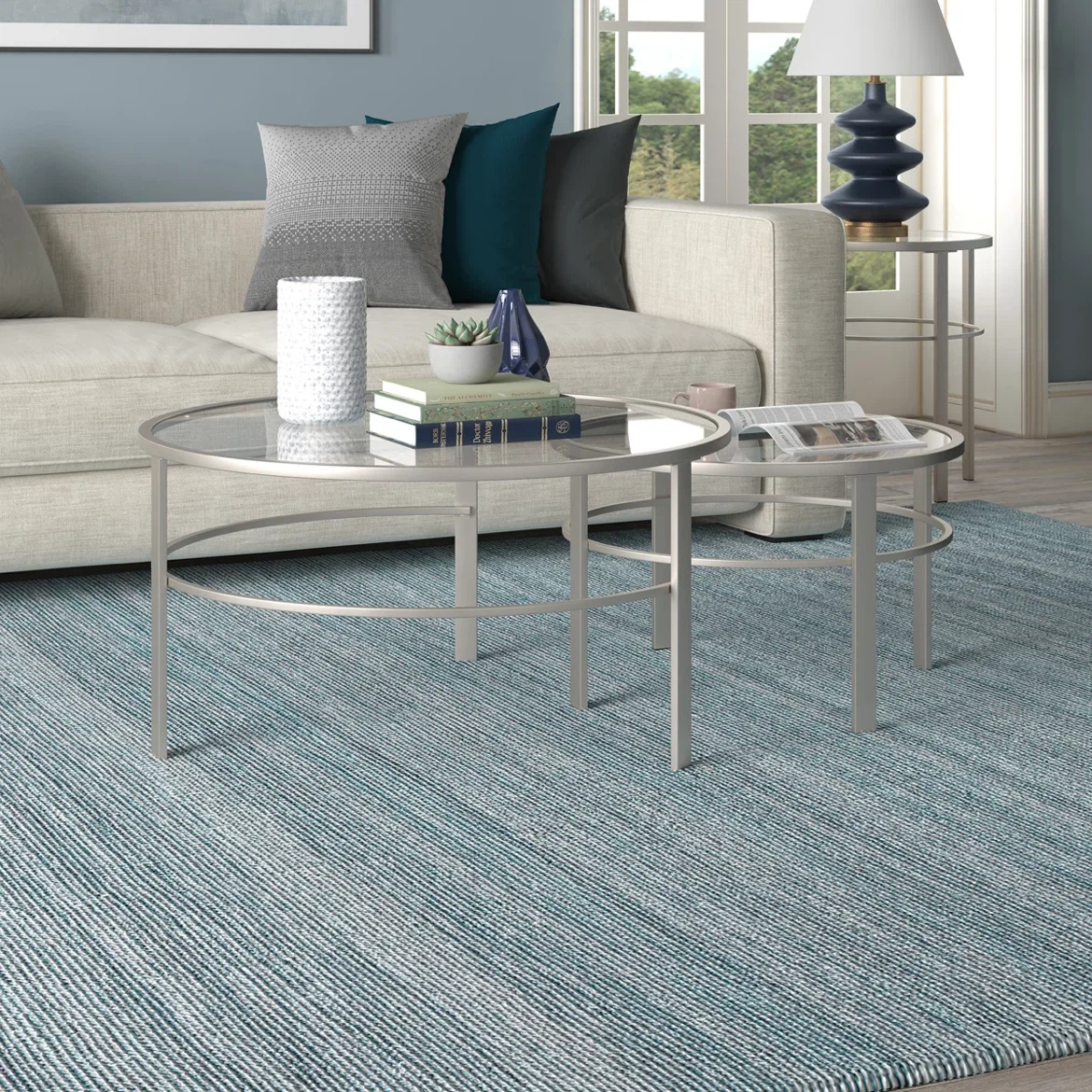 Glass and Metal Nesting Coffee Tables - photo 4
