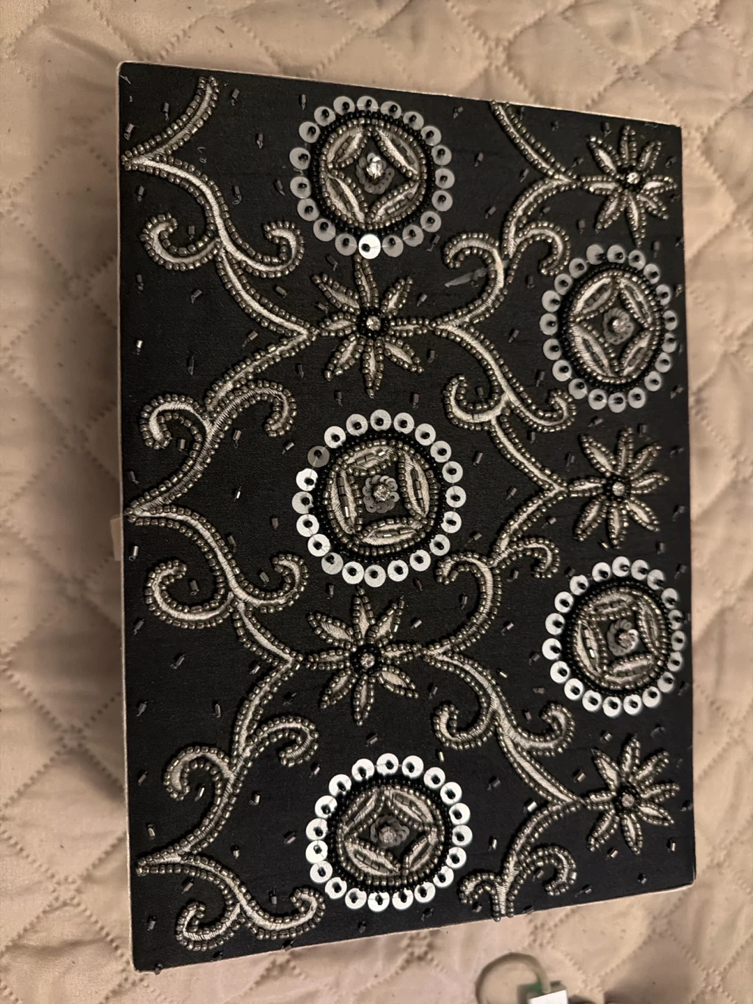 Black Beaded Jewellery Box