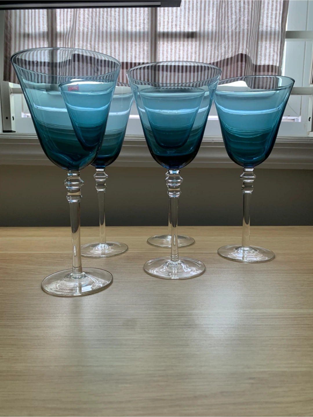 Set of 5 Blue Wine Glasses - photo 2