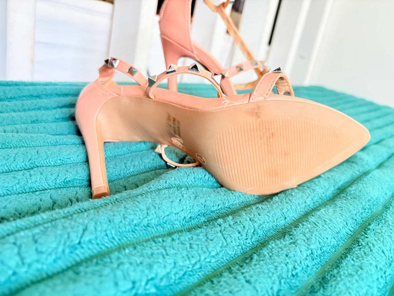 Peach Studded Strappy Heels - photo 3