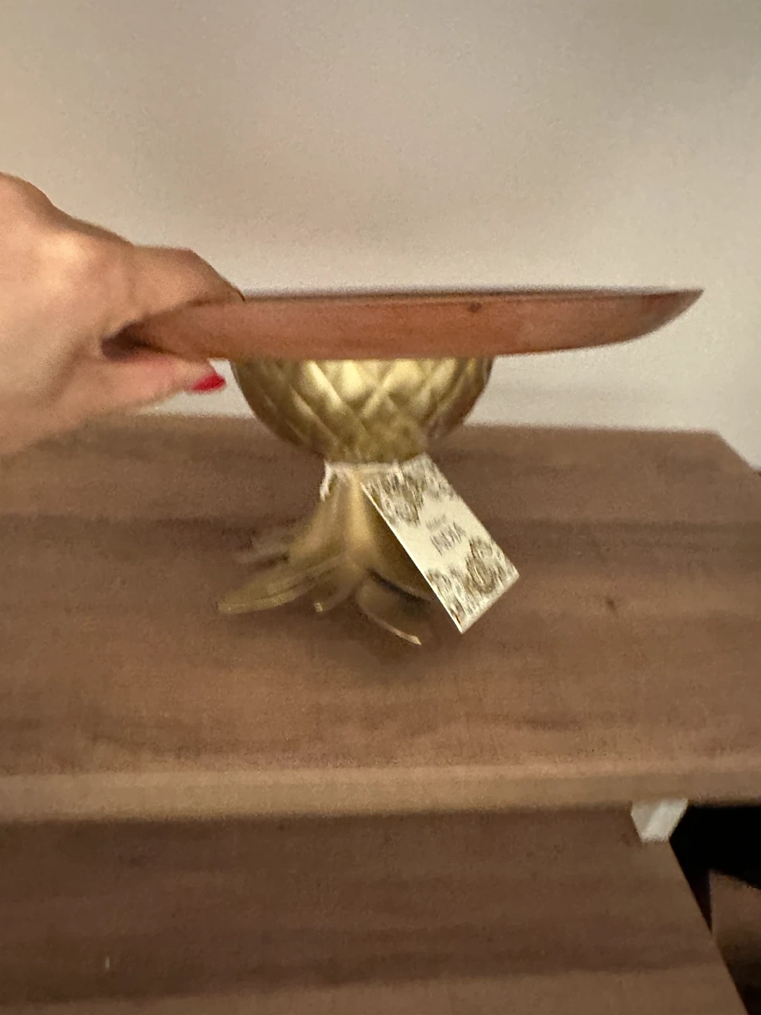 Gold Pineapple Stand with Wooden Plate