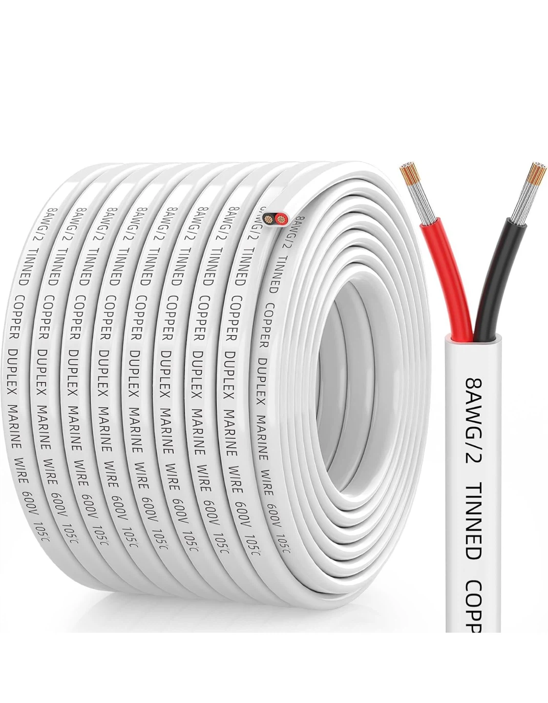 8 AWG/2 Tinned Copper Duplex Marine Wire Cable