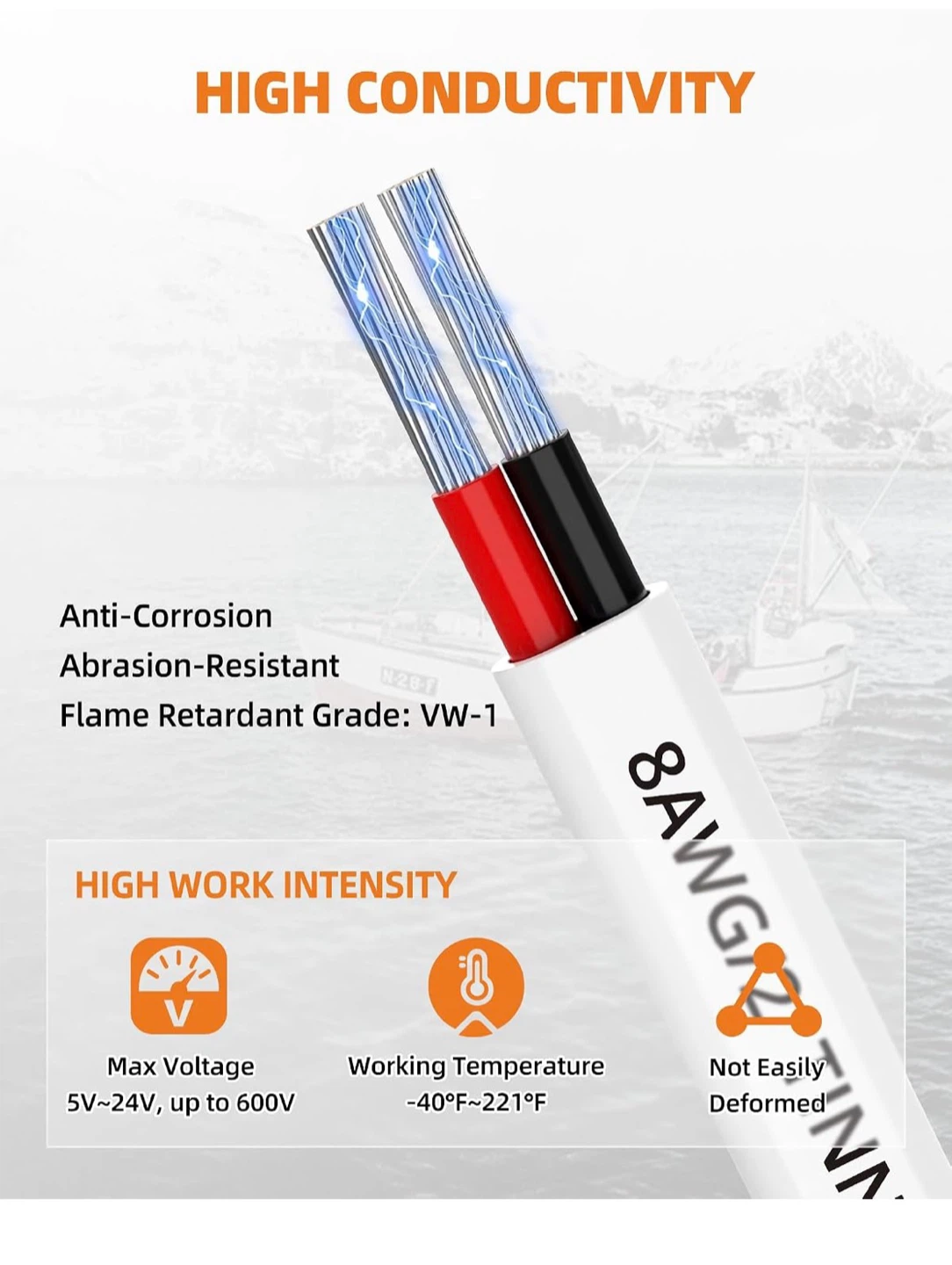 8 AWG/2 Tinned Copper Duplex Marine Wire Cable - photo 3