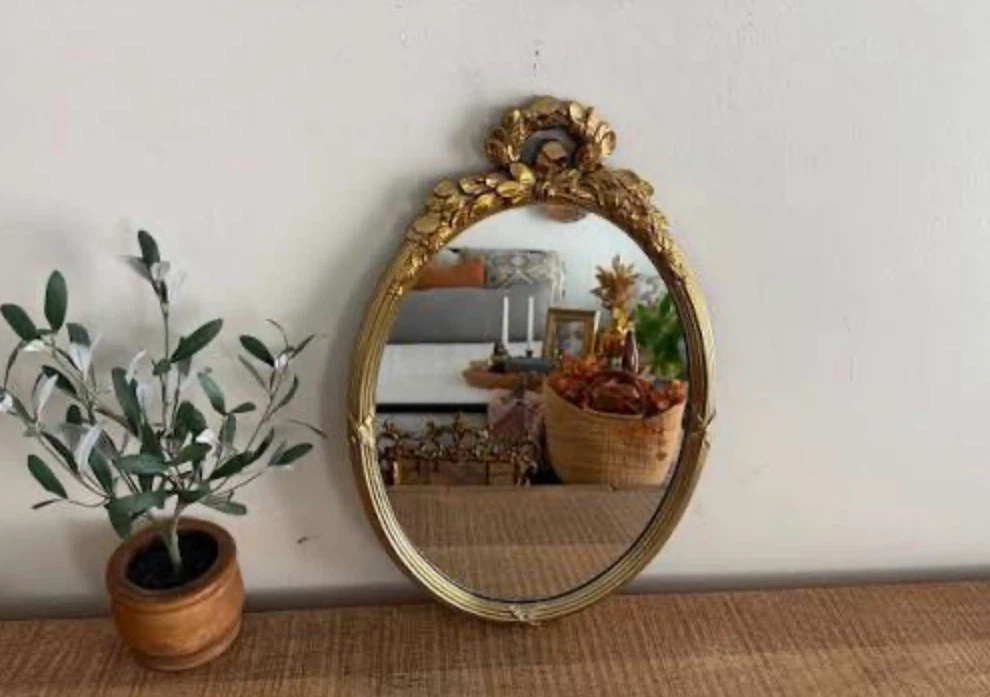 Ornate Gold Oval Wall Mirror