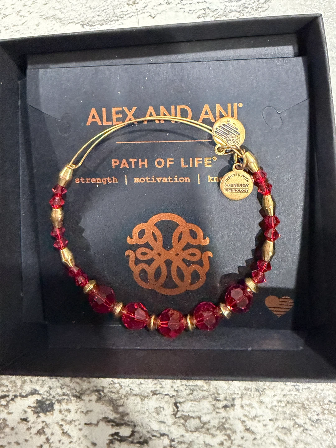 Alex and Ani Path of Life Red Beaded Charm Bangle Bracelet