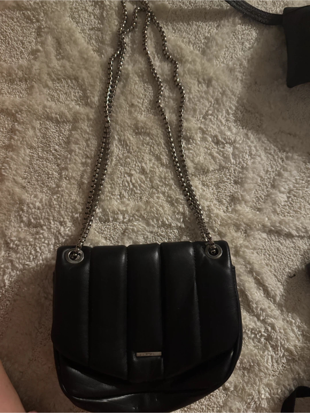 Bershka Black Quilted Leather Shoulder Bag