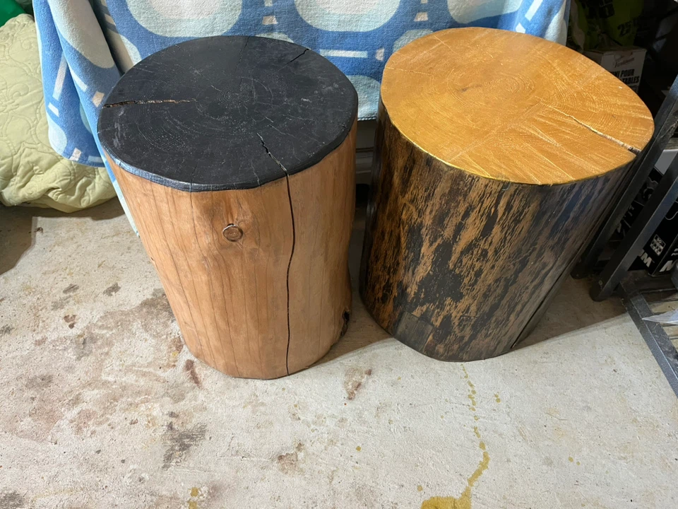 Wood stump side tables