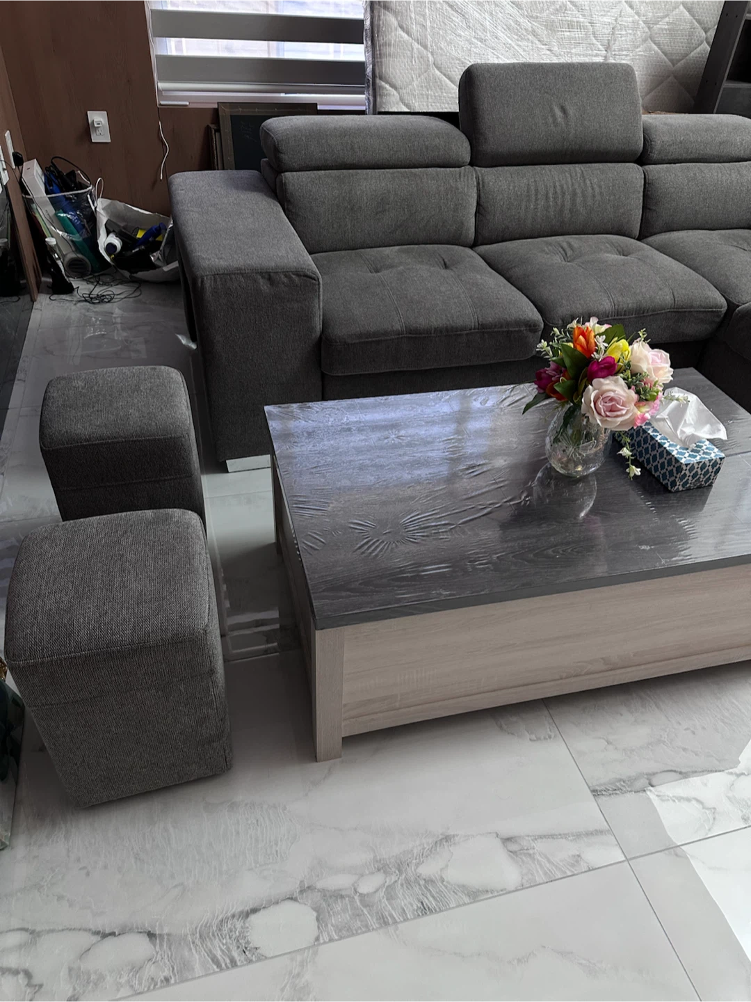Grey Sectional Sofa with Ottoman - photo 4