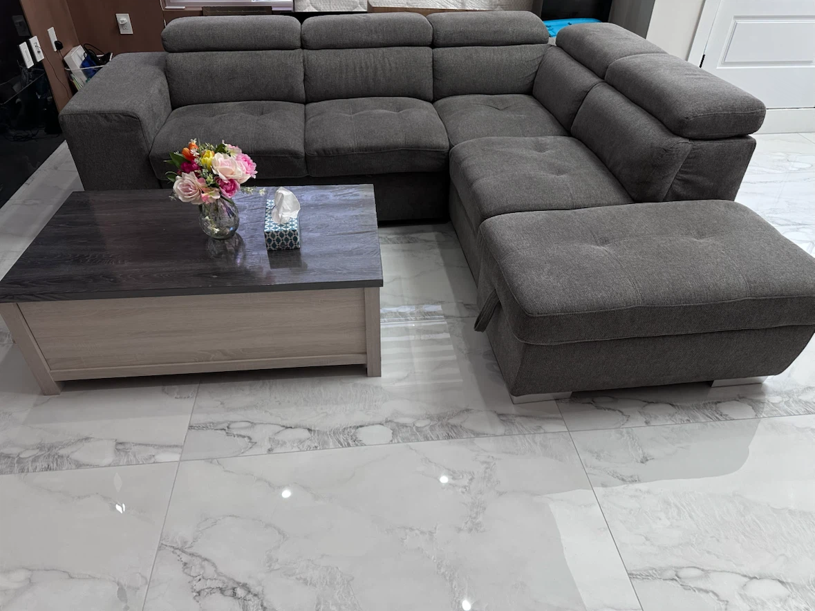 Grey Sectional Sofa with Ottoman - photo 5