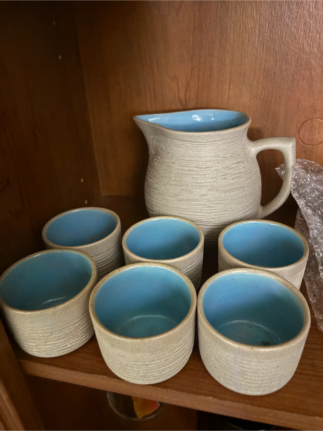 Ceramic Pitcher and 6 Cups Set