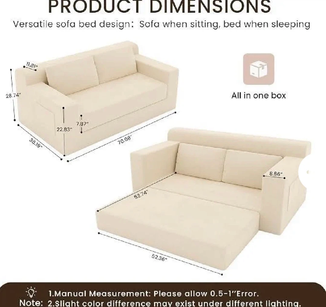 Versatile Foldable Sofa Bed Loveseat - photo 2