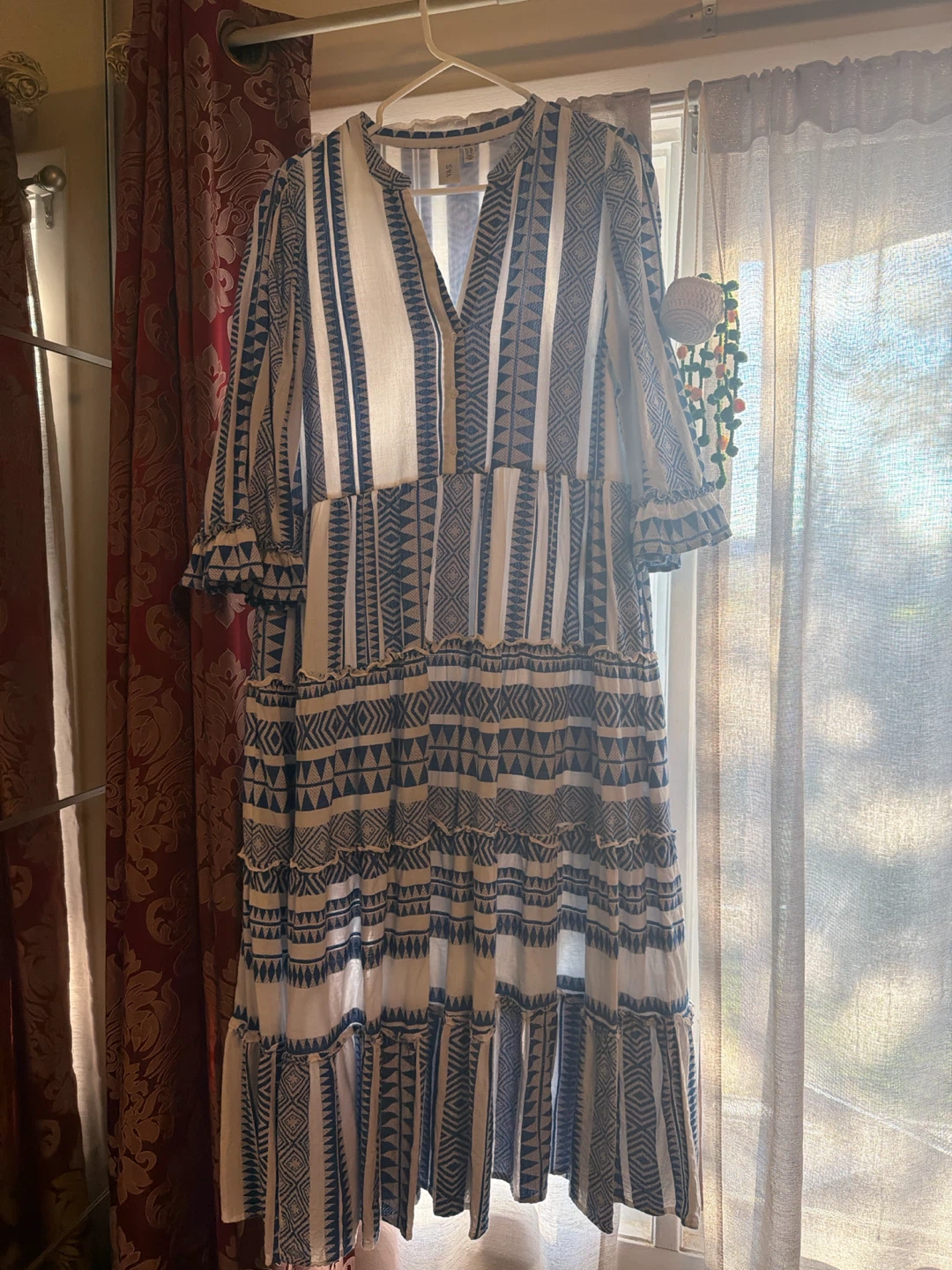 V.A.S. Maxi Dress - Blue & White Print - XL