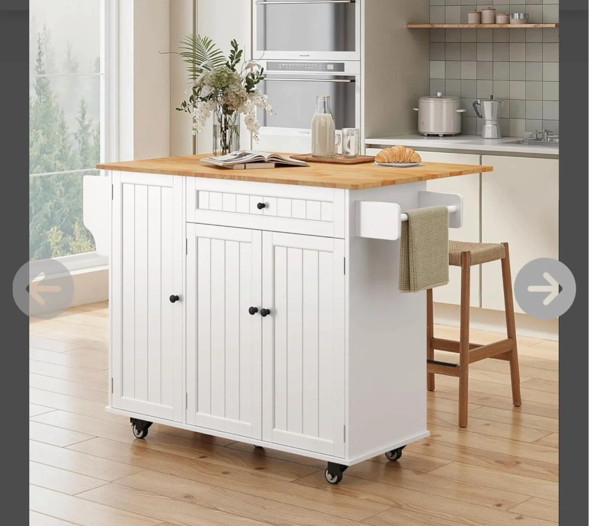 Kitchen Island Cart with Wooden Top