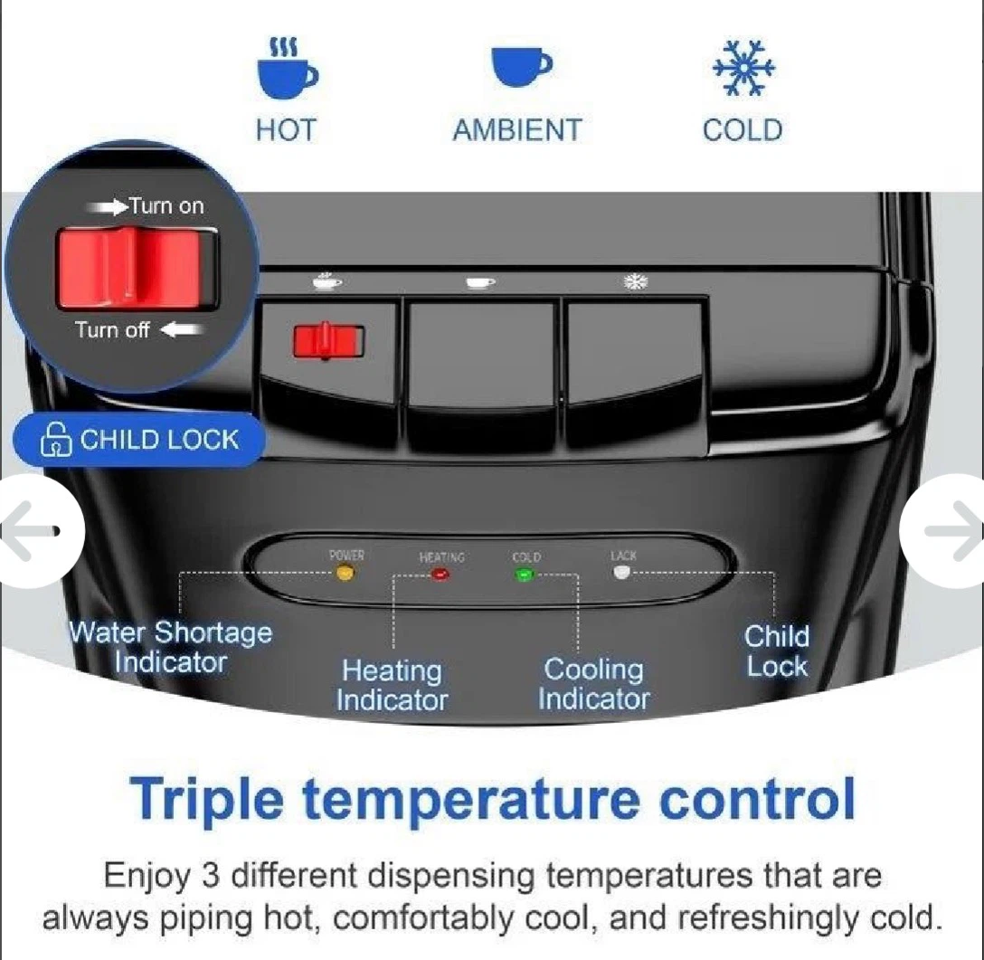 Black Water Cooler Dispenser with Child Lock - photo 3