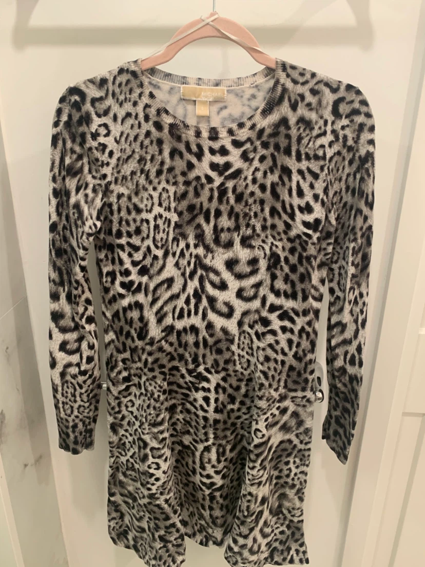 💚🍀 Michael Kors Leopard Print Sweater Dress Size Small 🍀💚