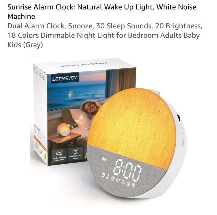 New Sunrise Alarm Clock: Natural Wake Up Light, White Noise
