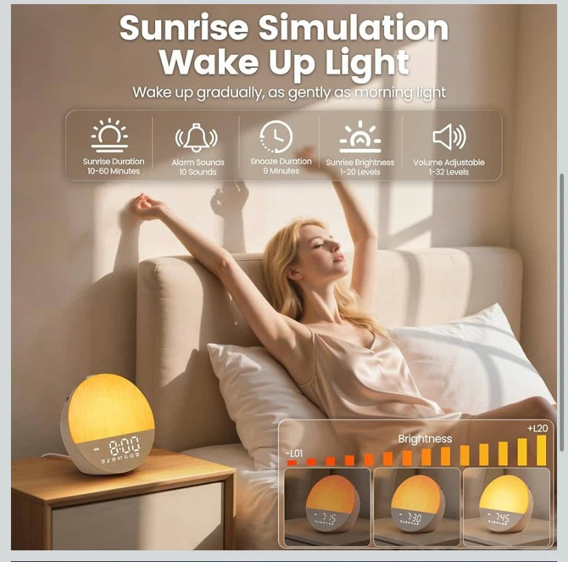 New Sunrise Alarm Clock: Natural Wake Up Light, White Noise - photo 3