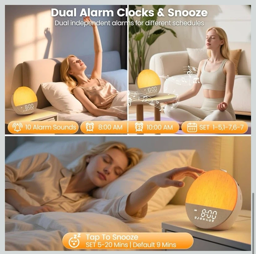 New Sunrise Alarm Clock: Natural Wake Up Light, White Noise - photo 5