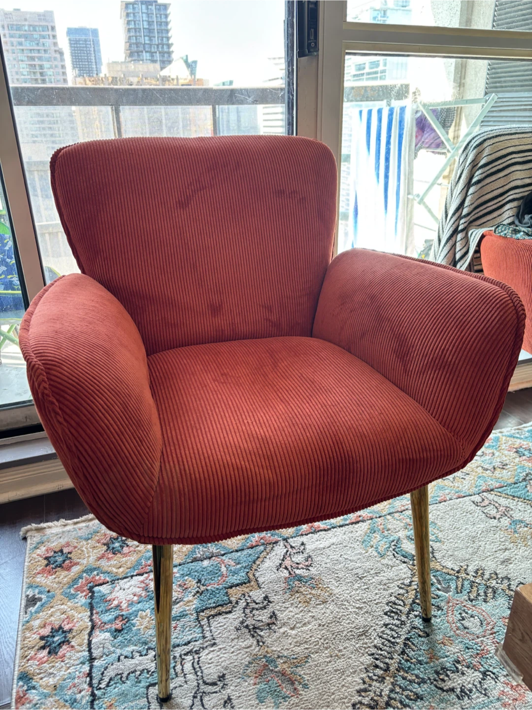 Orange Corduroy Armchair| Accent Chairs