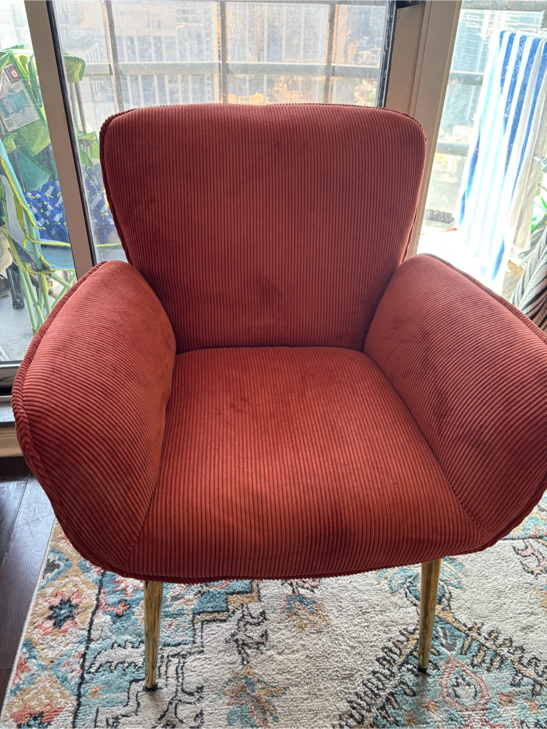 Orange Corduroy Armchair| Accent Chairs - photo 2