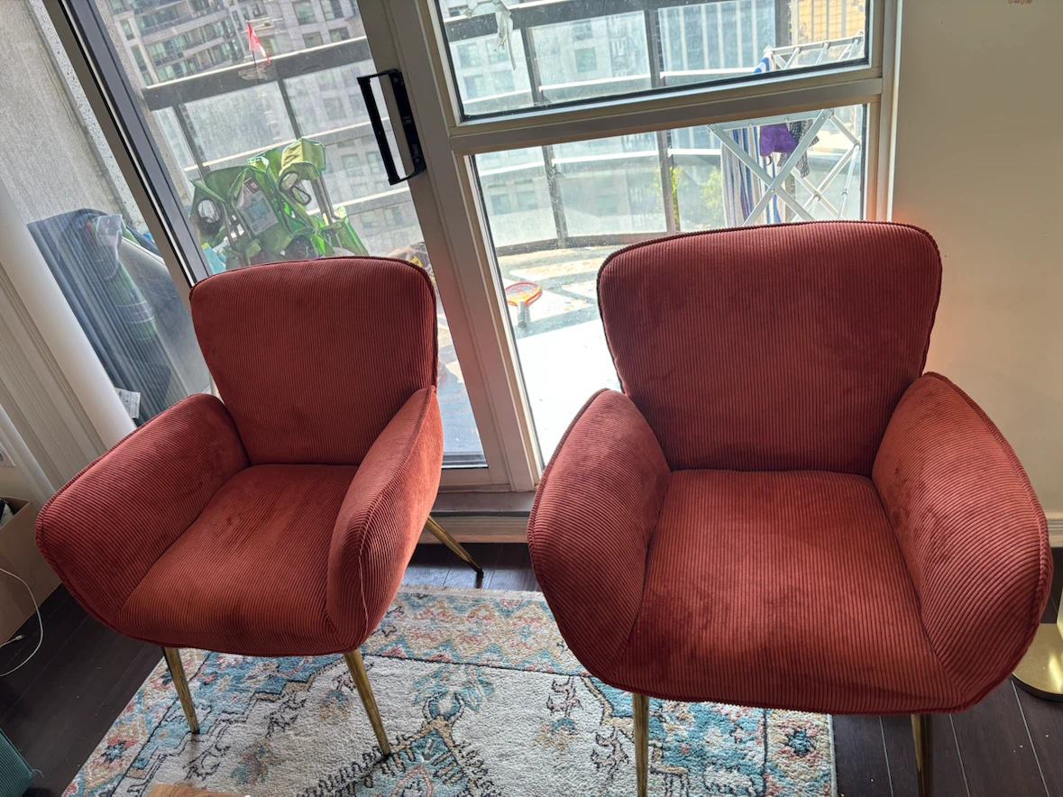 Orange Corduroy Armchair| Accent Chairs - photo 3