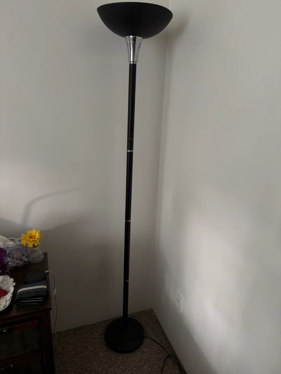 Black Floor Lamp with Dome Shade