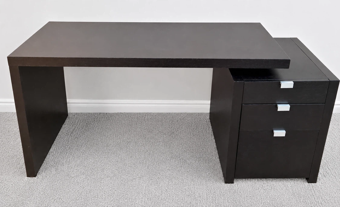 Dark Brown /blackDesk with File Cabinet