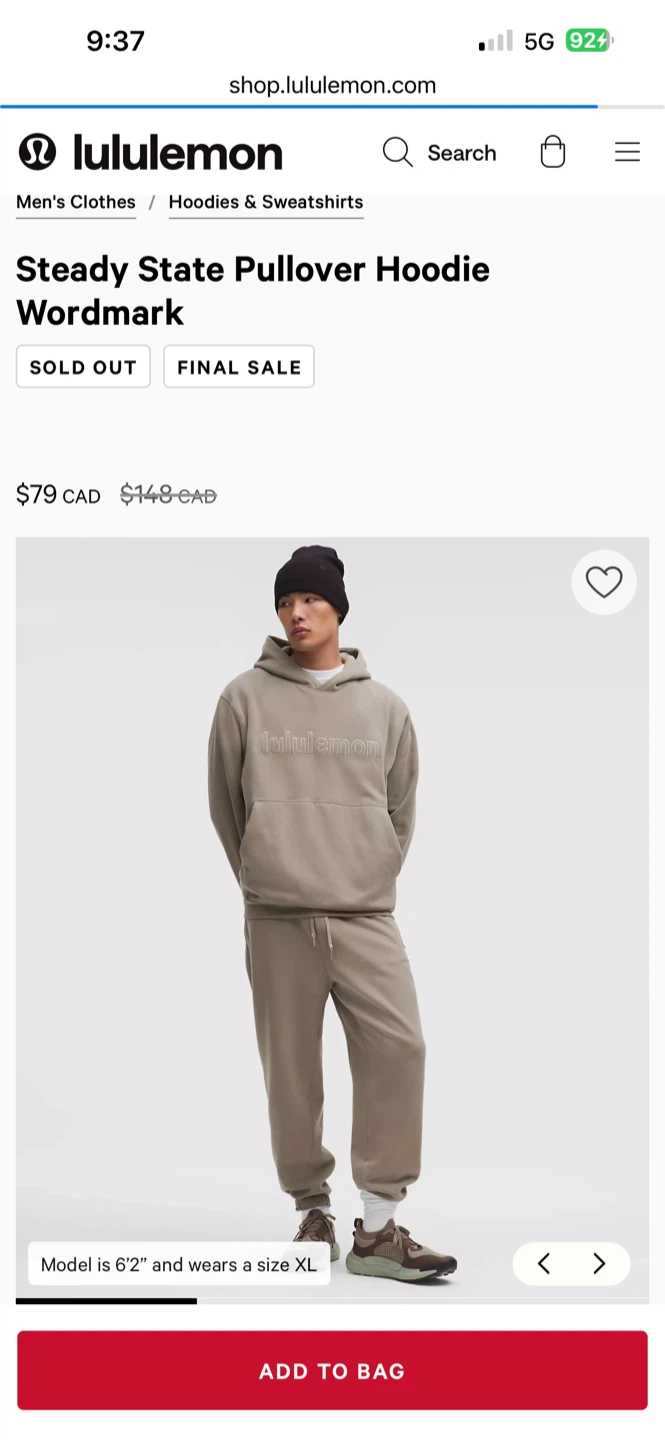 Lululemon Steady State Pullover Men's L