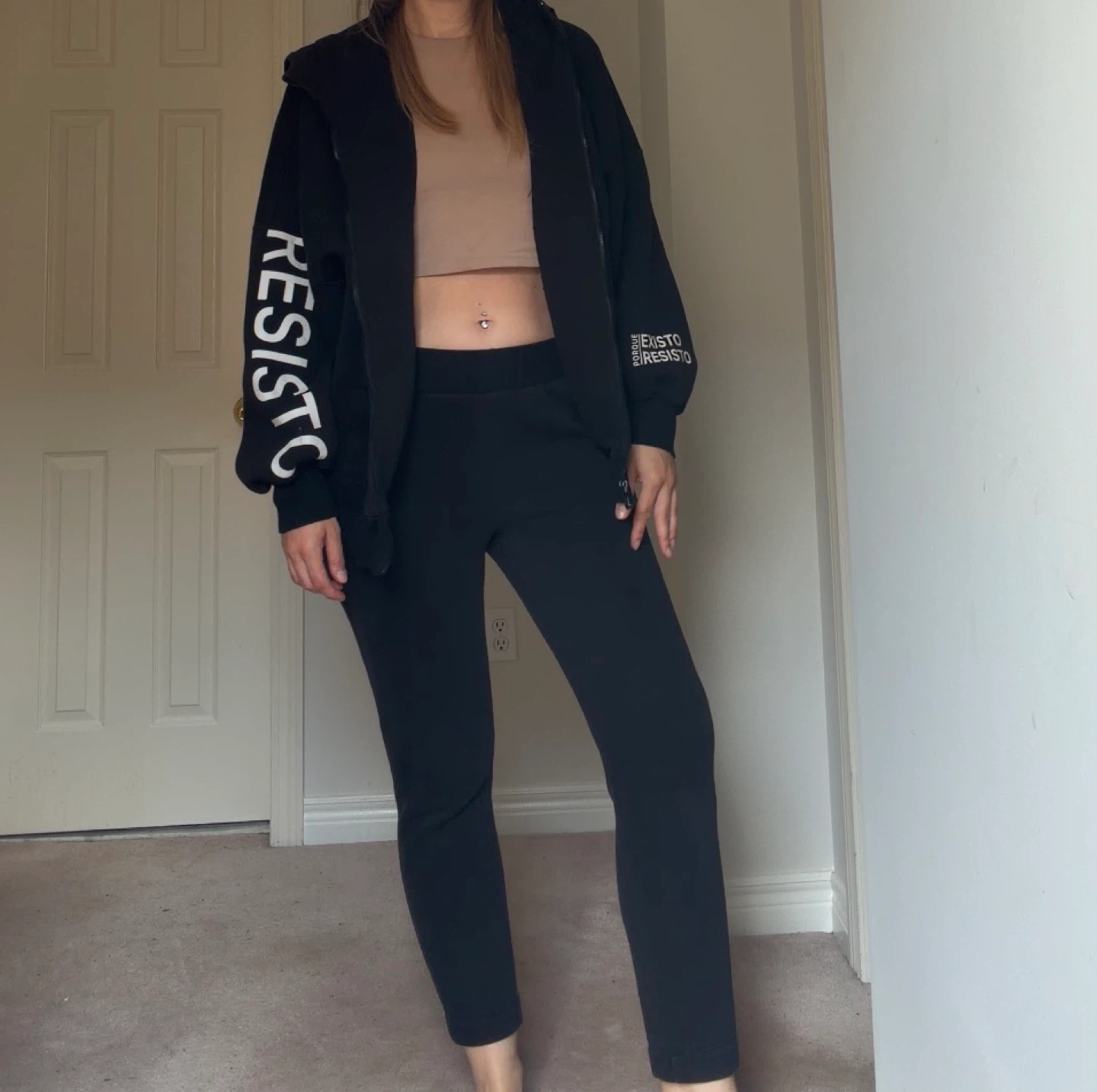 Black RESISTO Zip-Up Hoodie and Sweatpants Set
