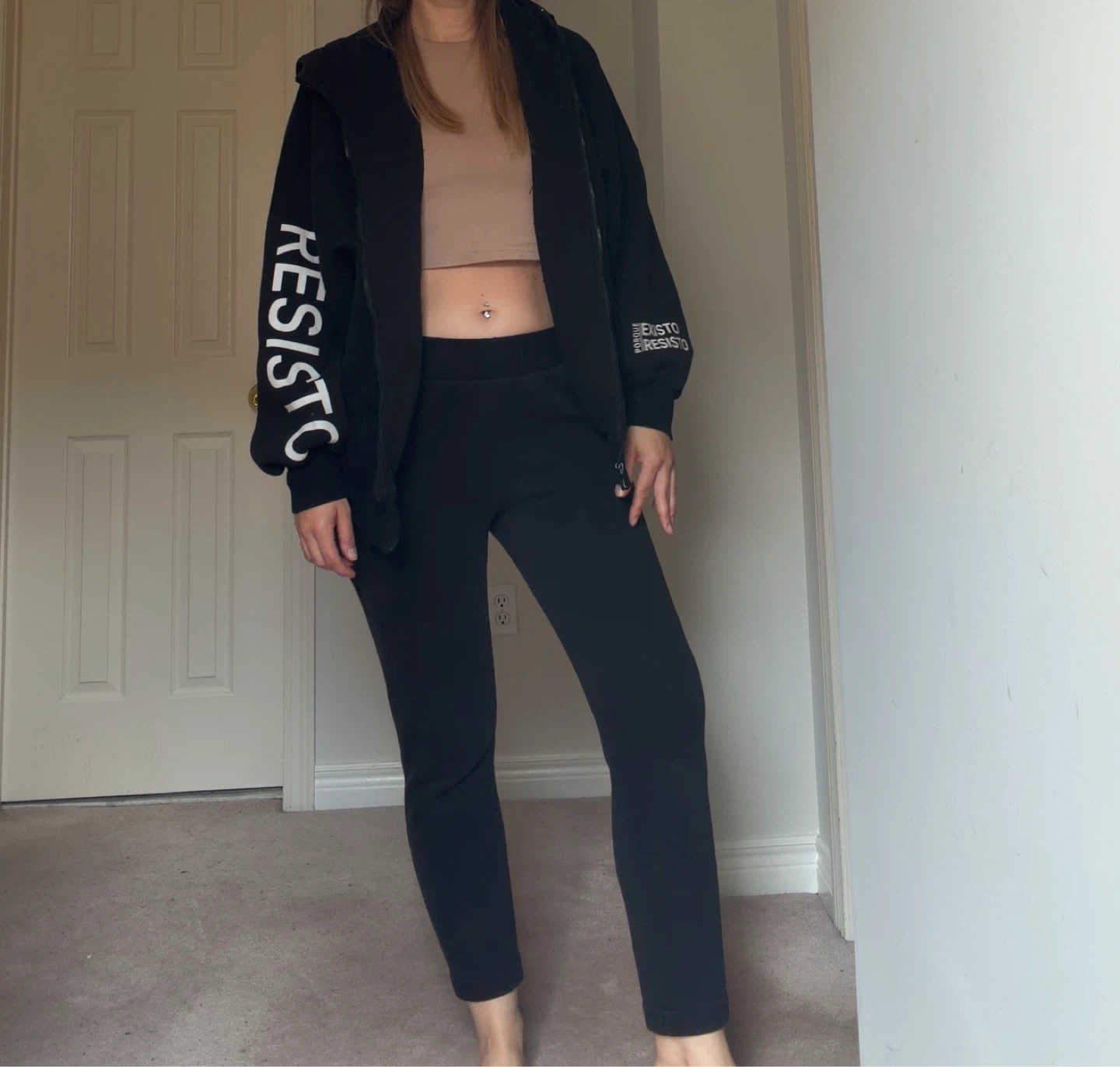 Black RESISTO Zip-Up Hoodie and Sweatpants Set - photo 4