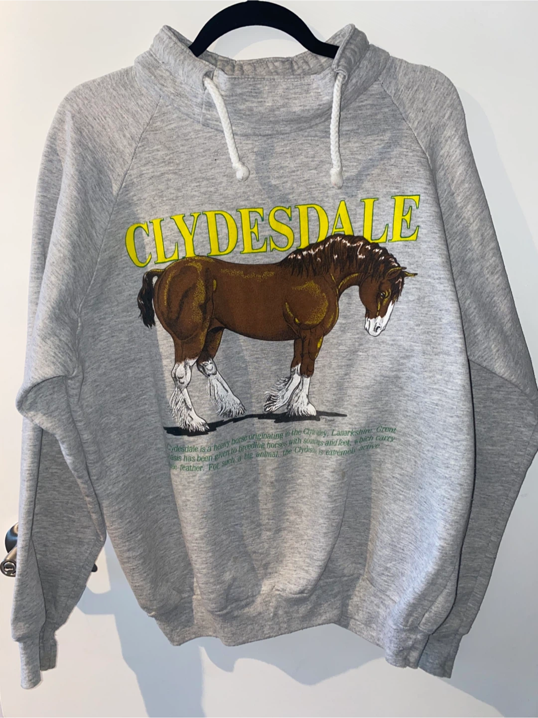 Grey Clydesdale Horse sweater vintage