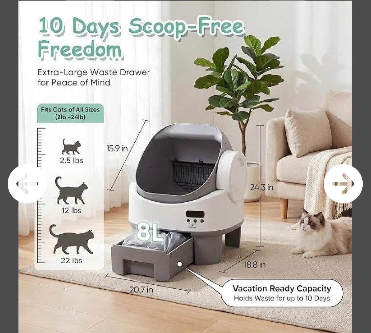 Extra-Large Scoop-Free Automatic Cat Litter Box - photo 2