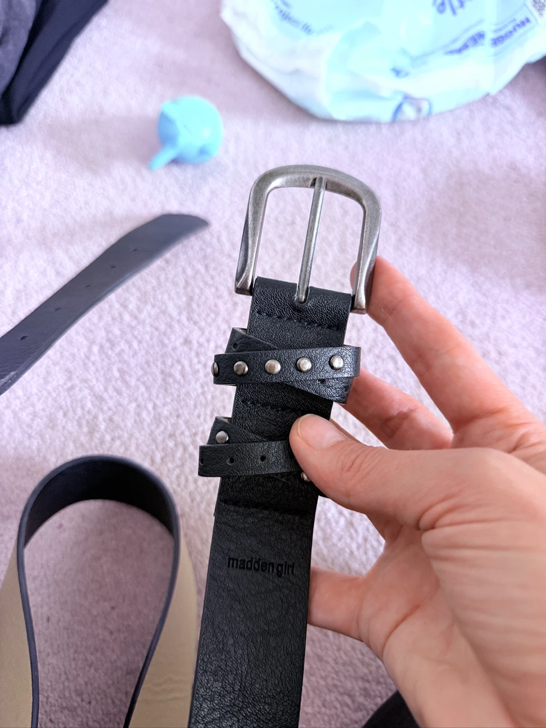 Madden Girl Black Studded Belt