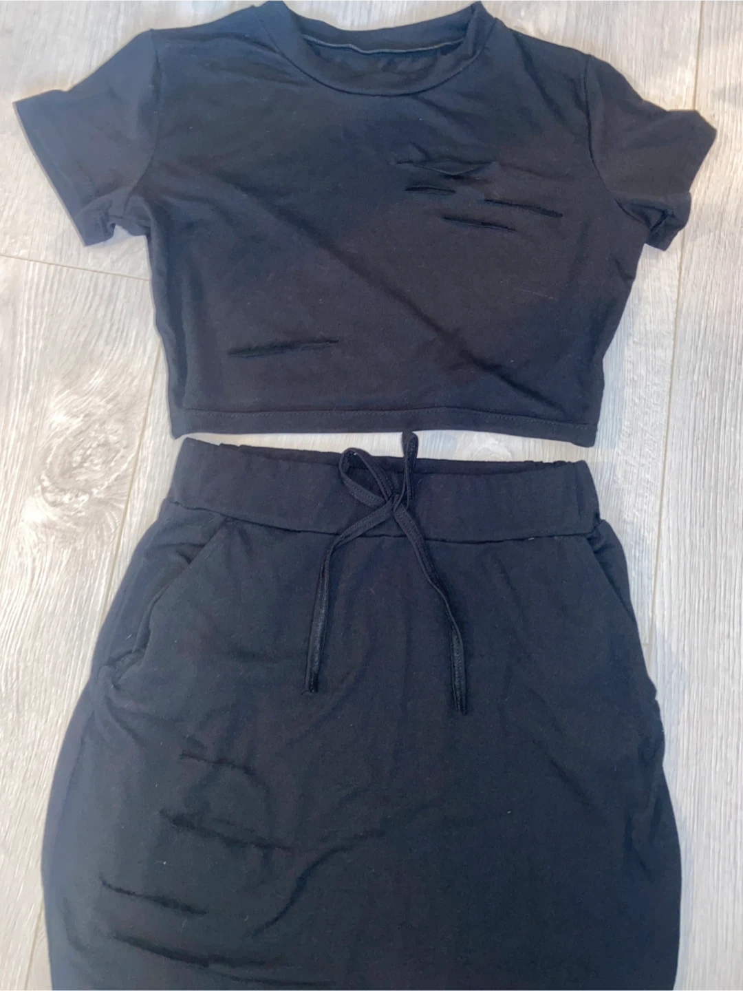 Black Crop Top and Skirt Set - photo 3