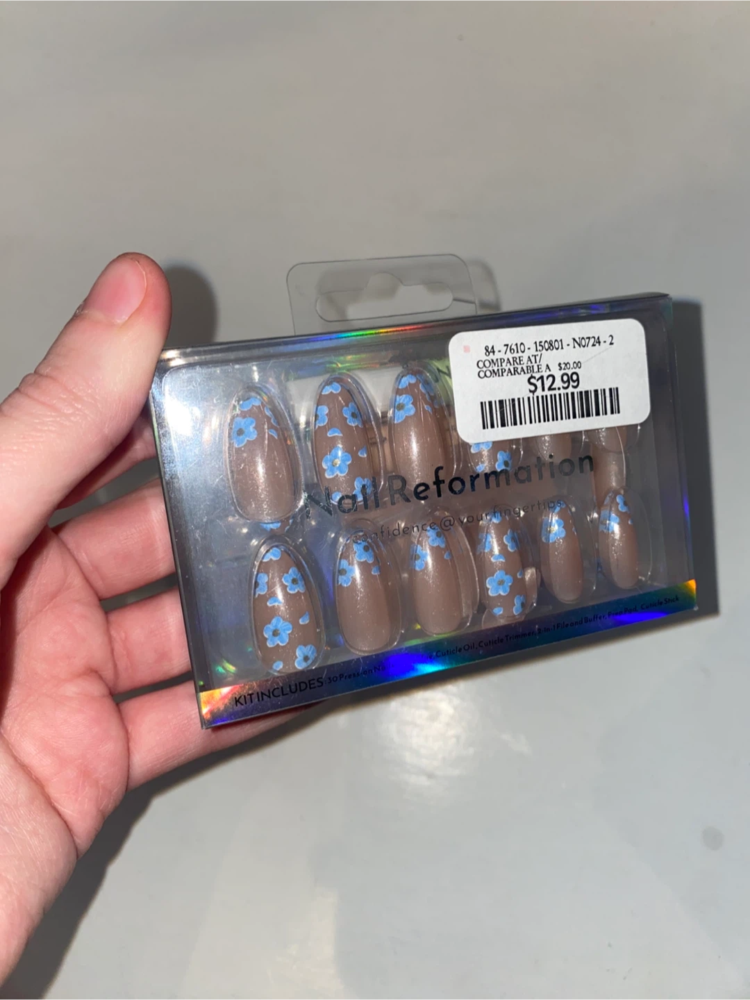Nail Reformation Press-On Nails with Blue Flowers