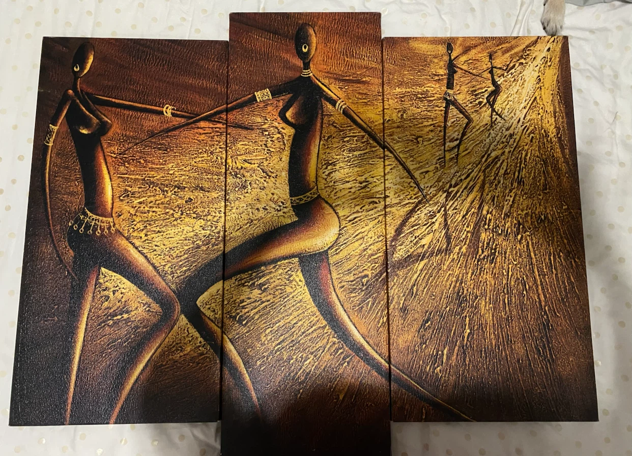 African Tribal Dance Triptych Wall Art