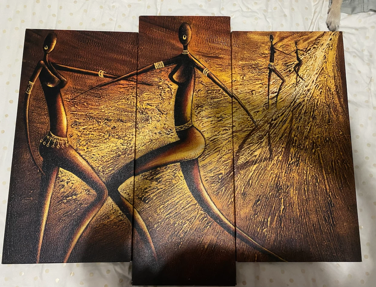 African Tribal Dance Triptych Wall Art - photo 2