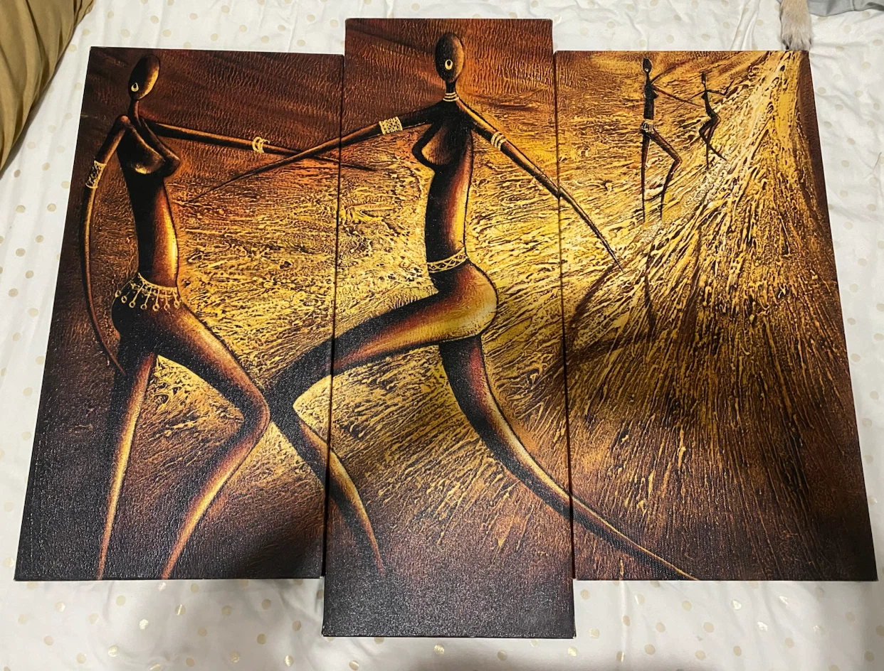 African Tribal Dance Triptych Wall Art - photo 3