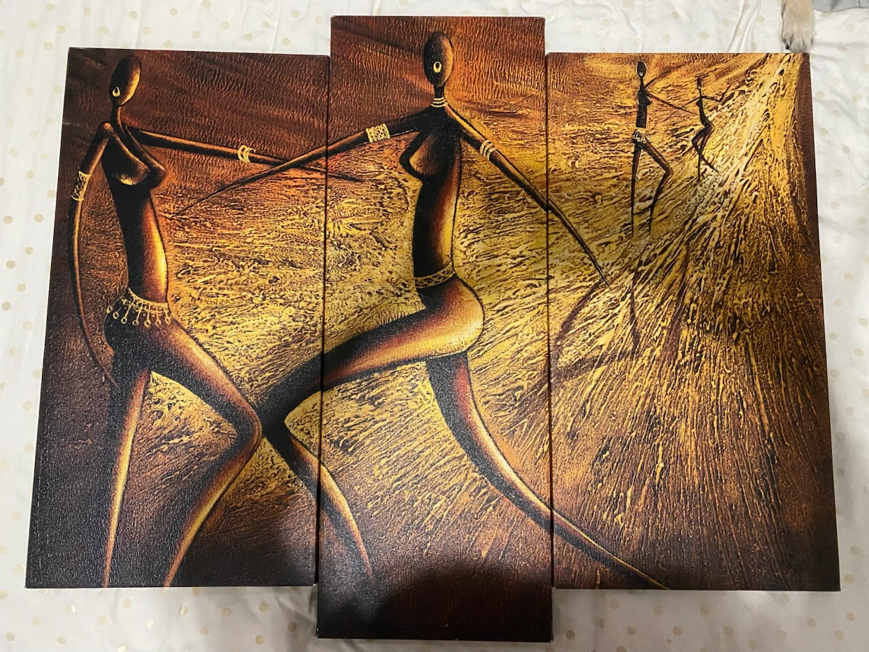 African Tribal Dance Triptych Wall Art - photo 4