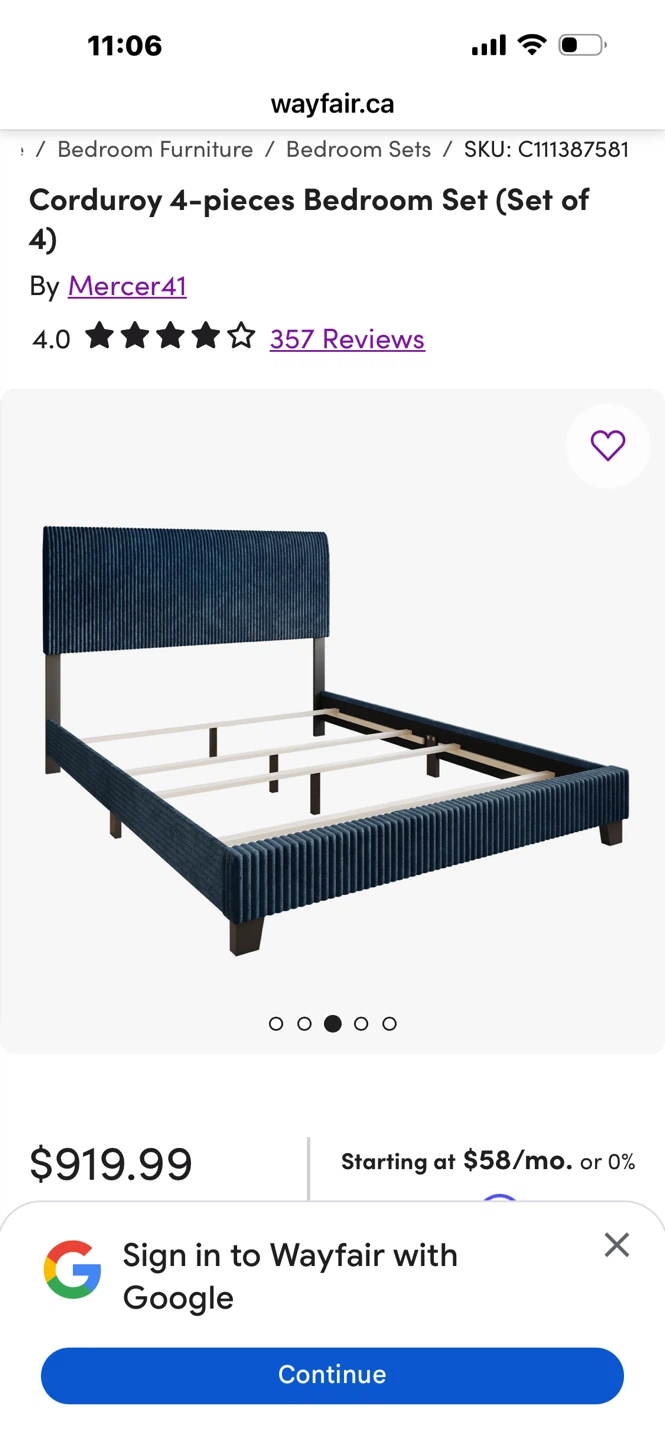 Blue Upholstered Headboard Frame - photo 2
