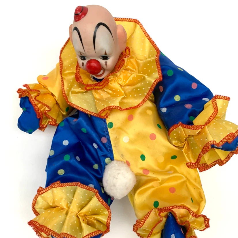 Vintage Wind Up Music Clown Doll Rotating Head Ceramic Face - photo 2