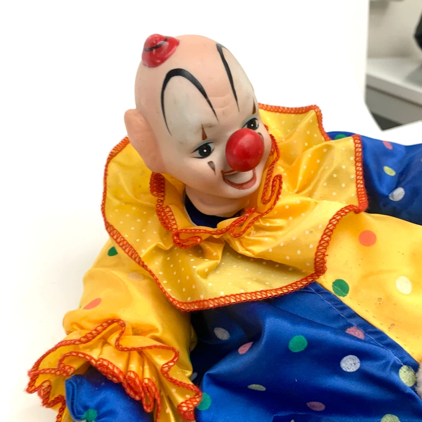 Vintage Wind Up Music Clown Doll Rotating Head Ceramic Face - photo 3