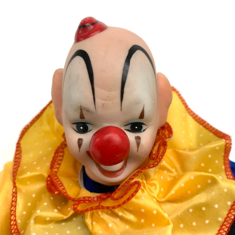 Vintage Wind Up Music Clown Doll Rotating Head Ceramic Face - photo 4